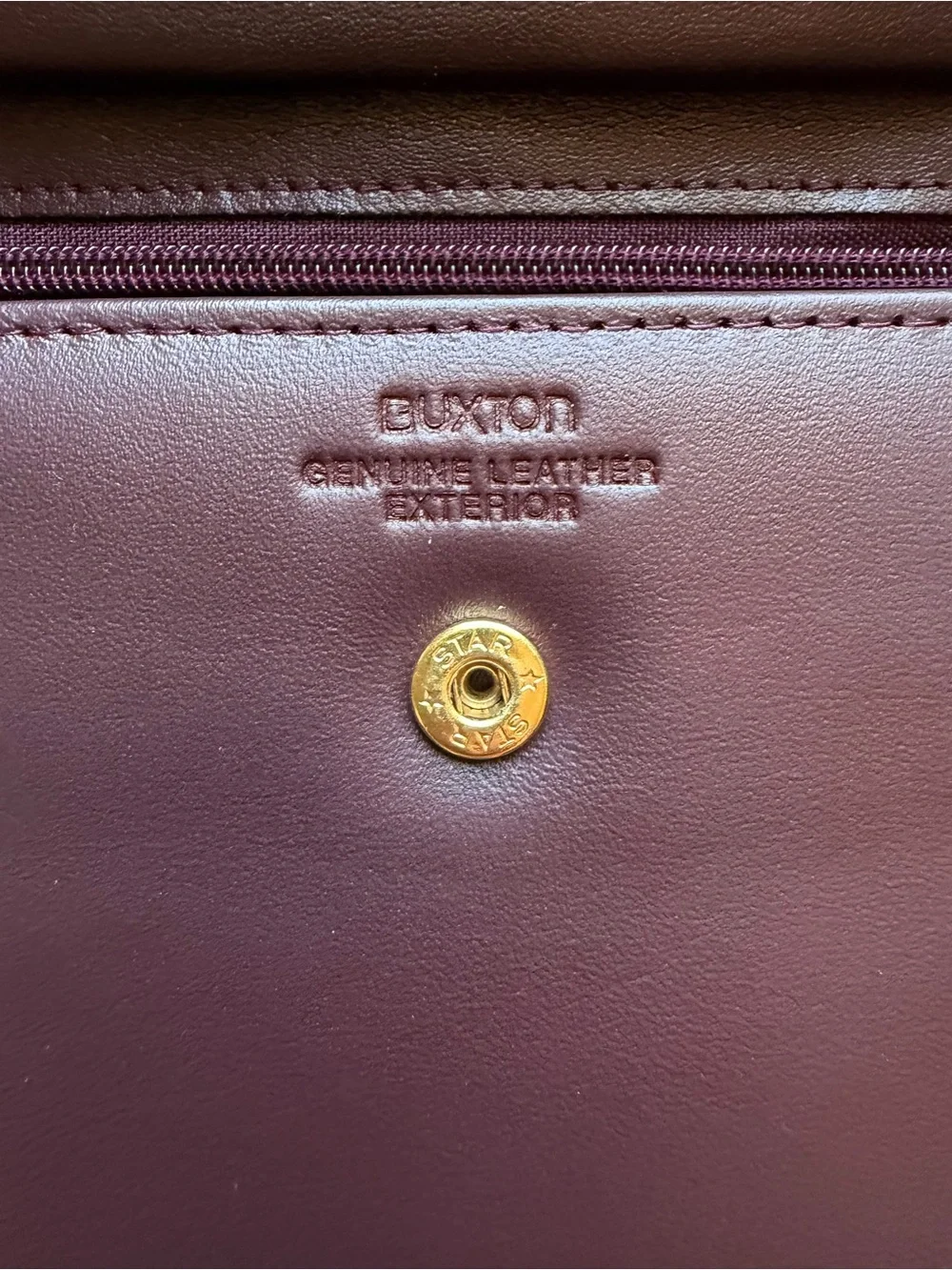 Buxton Women's Envelope Wallet Genuine Leather in Deep Plum/Maroon